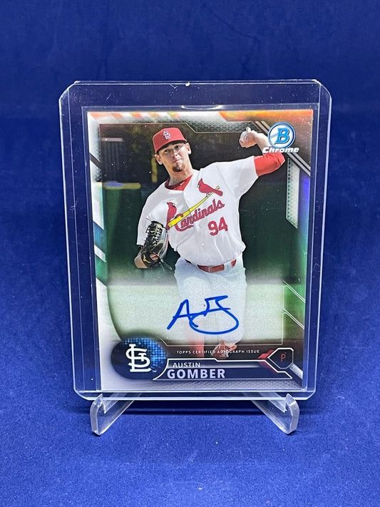 AUSTIN GOMBER 2016 BOWMAN CHROME REFRACTOR ON CARD AUTO PROSPECT #D 432/499