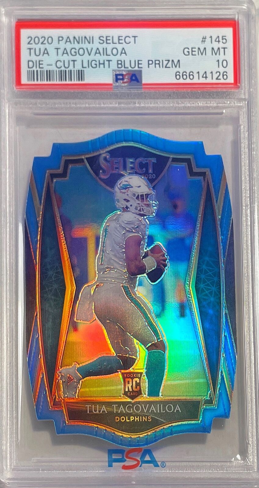 TUA TAGOVAILOA 2020 SELECT DIE CUT LIGHT BLUE PRIZM PREMIER RC 145 PSA 10 POP 24