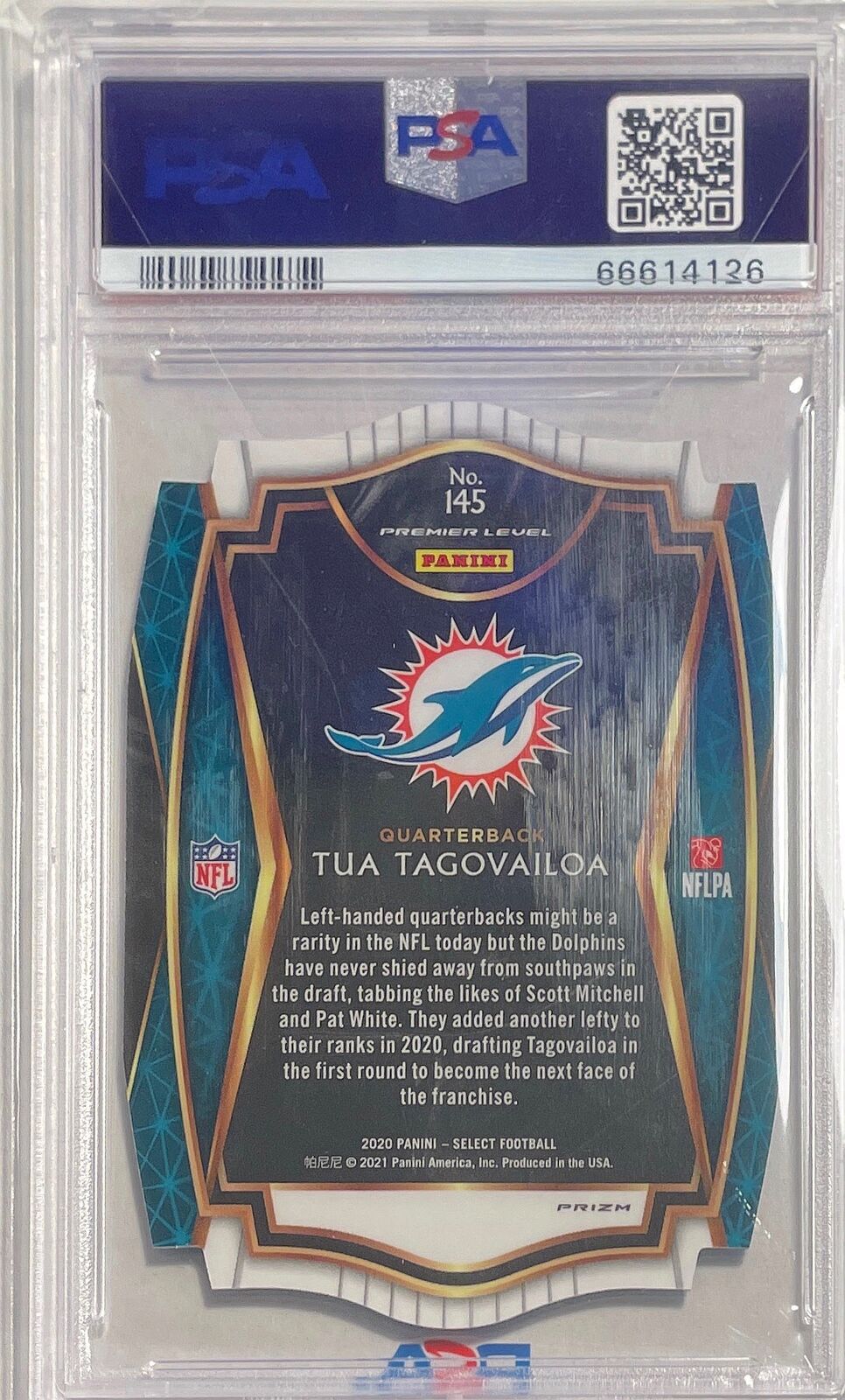 TUA TAGOVAILOA 2020 SELECT DIE CUT LIGHT BLUE PRIZM PREMIER RC 145 PSA 10 POP 24