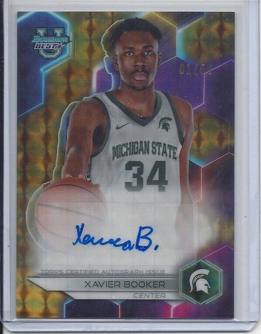 XAVIER BOOKER 2023 BOWMAN'S BEST UNIVERSITY GOLD GEOMETRIC REFRACTOR AUTO 1/50