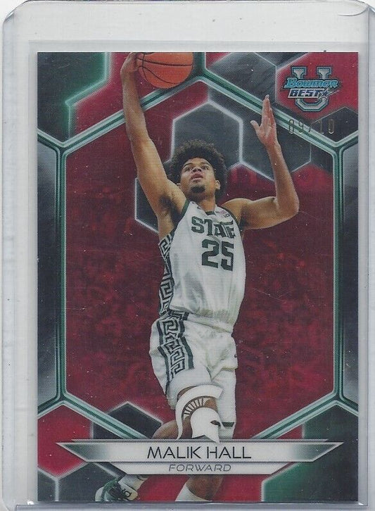 MALIK HALL 2023 BOWMANS BEST RED MICHIGAN STATE REFRACTOR #D 9/10