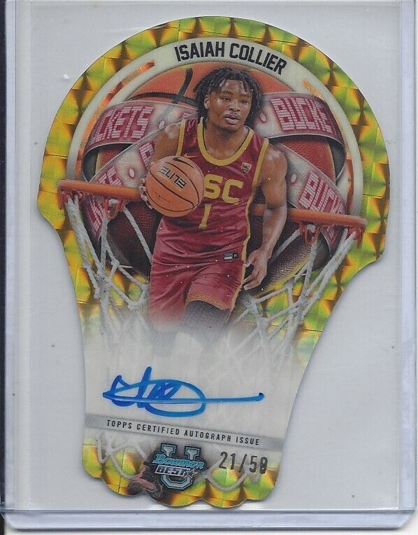 ISAIAH COLLIER 2023 BOWMAN BEST BUCKETS GOLD GEOMETRIC REFRACTOR ONCARD AUTO /50