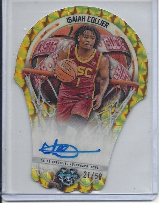 ISAIAH COLLIER 2023 BOWMAN BEST BUCKETS GOLD GEOMETRIC REFRACTOR ONCARD AUTO /50