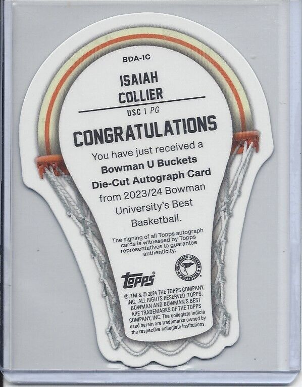 ISAIAH COLLIER 2023 BOWMAN BEST BUCKETS GOLD GEOMETRIC REFRACTOR ONCARD AUTO /50