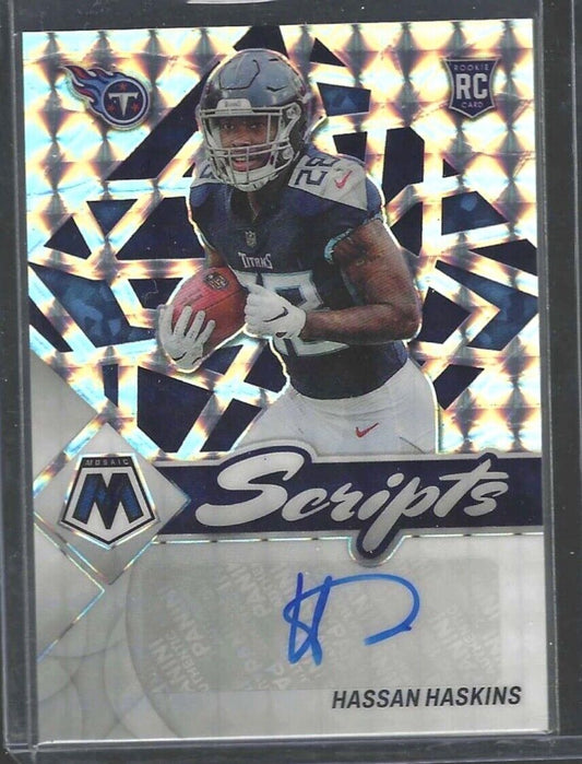 HASSAN HASKINS 2022 PANINI MOSAIC SILVER PRIZM SCRIPTS ROOKIE AUTO RC #RS-HH