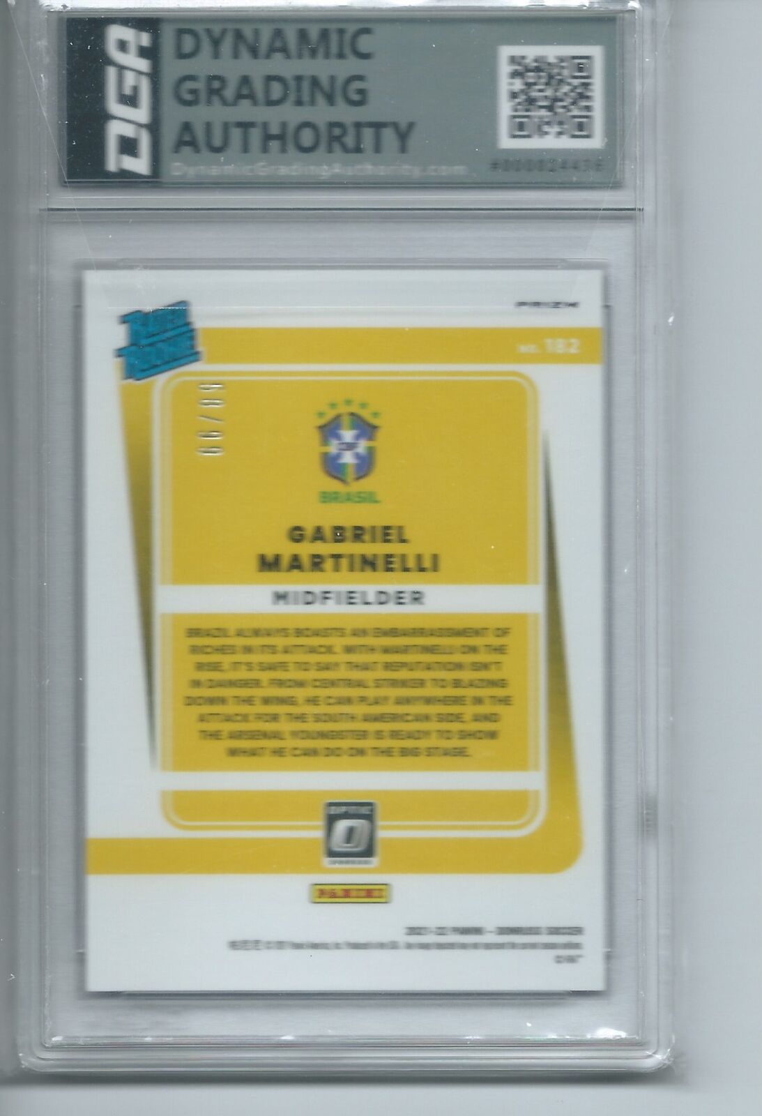 GABRIEL MARTINELLI 2021 DONRUSS OPTIC RATED ROOKIE PURPLE VELOCITY RC /99 9.5
