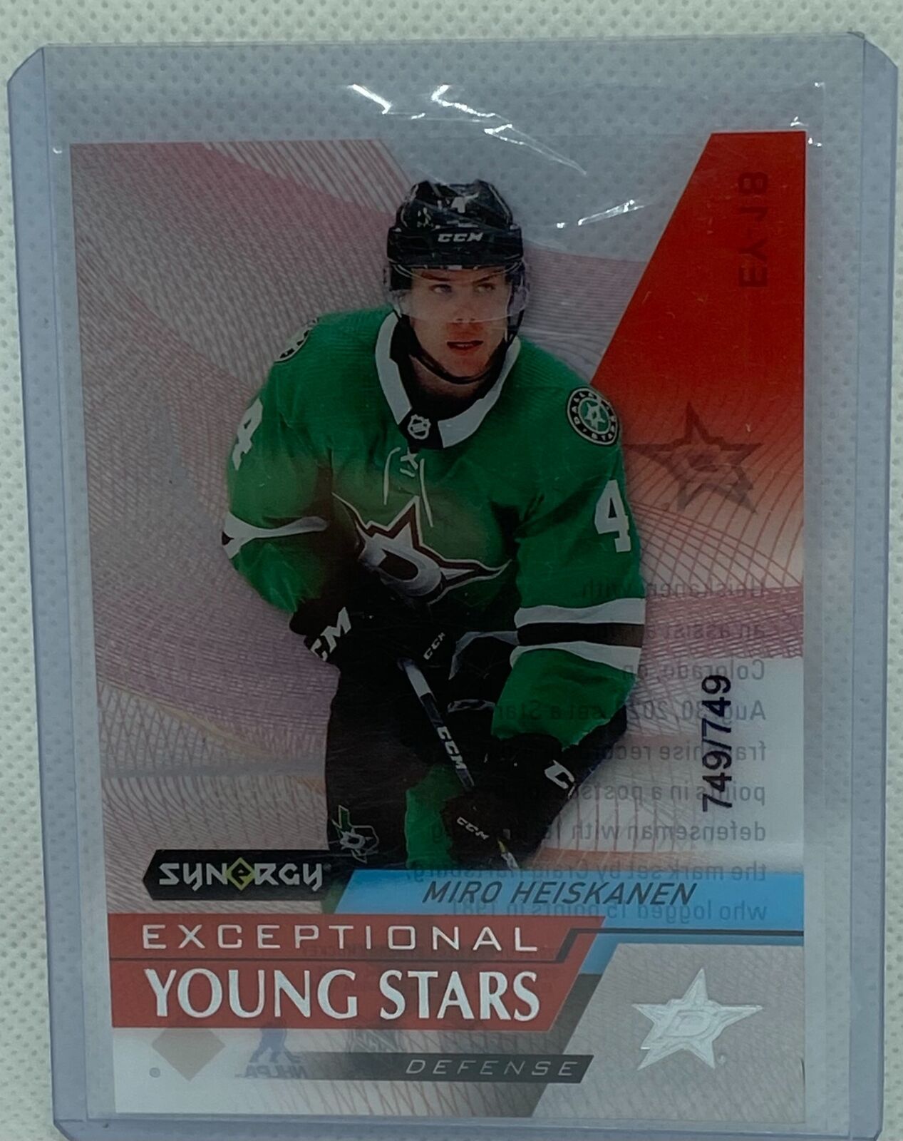 MIRO HEISKANEN 2020-21 UPPER DECK SYNERGY EXCEPTIONAL YOUNG STARS #D /749