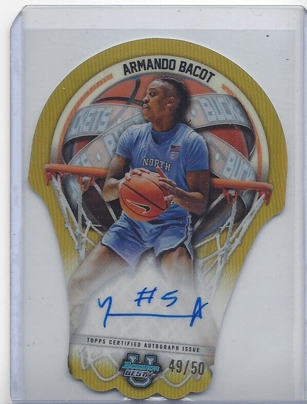 ARMANDO BACOT 2023 BOWMAN'S BEST UNIVERSITY BUCKETS GOLD REFRACTOR AUTO #D 49/50