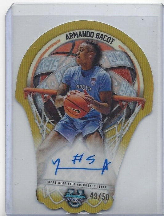 ARMANDO BACOT 2023 BOWMAN'S BEST UNIVERSITY BUCKETS GOLD REFRACTOR AUTO #D 49/50