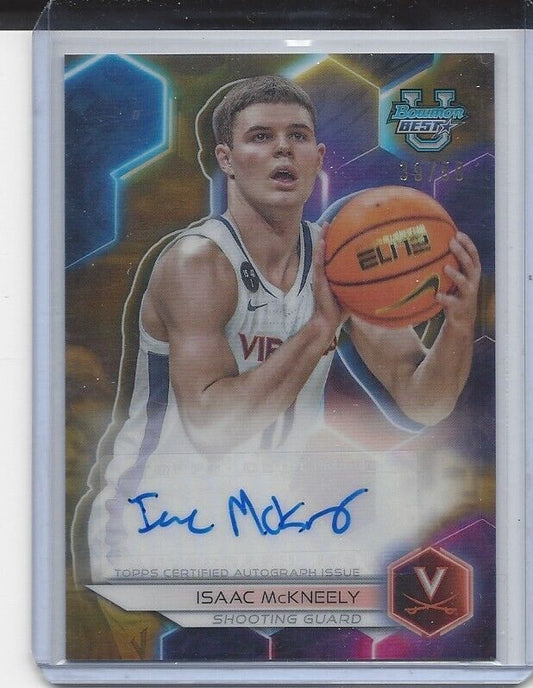 ISAAC MCKNEELY 2023 BOWMAN'S BEST UNIVERSITY GOLD REFRACTOR AUTO #D 39/50