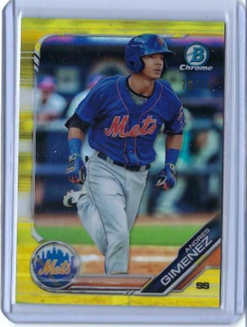 ANDRES GIMENEZ 2019 TOPPS BOWMAN CHROME GOLD REFRACTOR PROSPECT #D 70/75