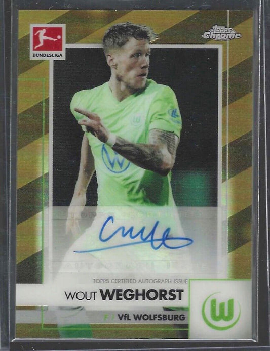 WOUT WEGHORST 2020-21 TOPPS CHROME BUNDESLIGA GOLD REFRACTOR AUTO RC #D /60