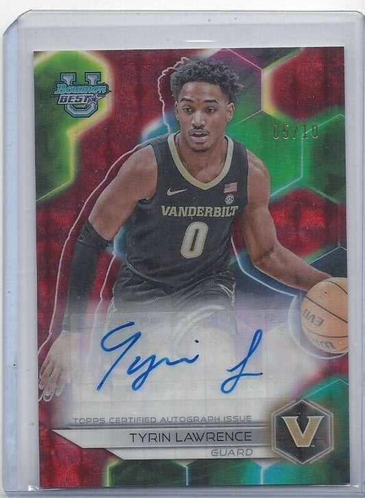 TYRIN LAWRENCE 2023 BOWMANS BEST RED GEOMETRIC REFRACTOR AUTO #D 5/10