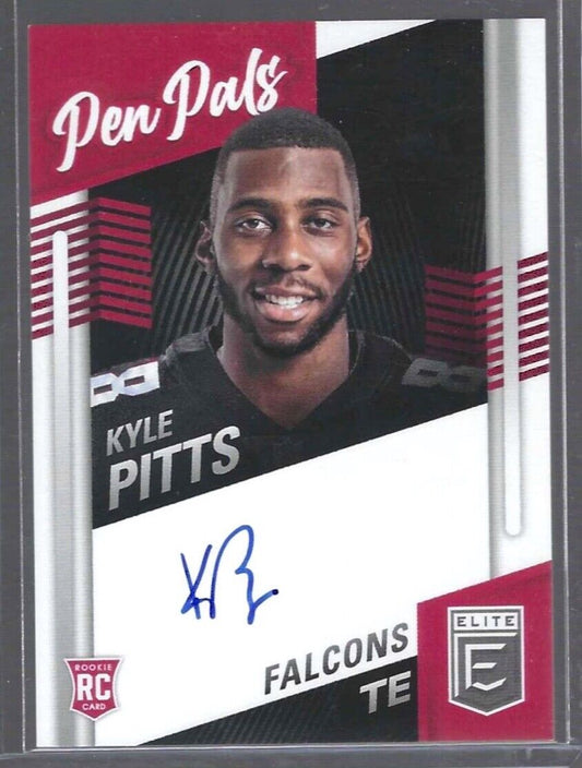 KYLE PITTS 2021 PANINI DONRUSS ELITE PEN PALS BLUE INK AUTO RC #PP-KP