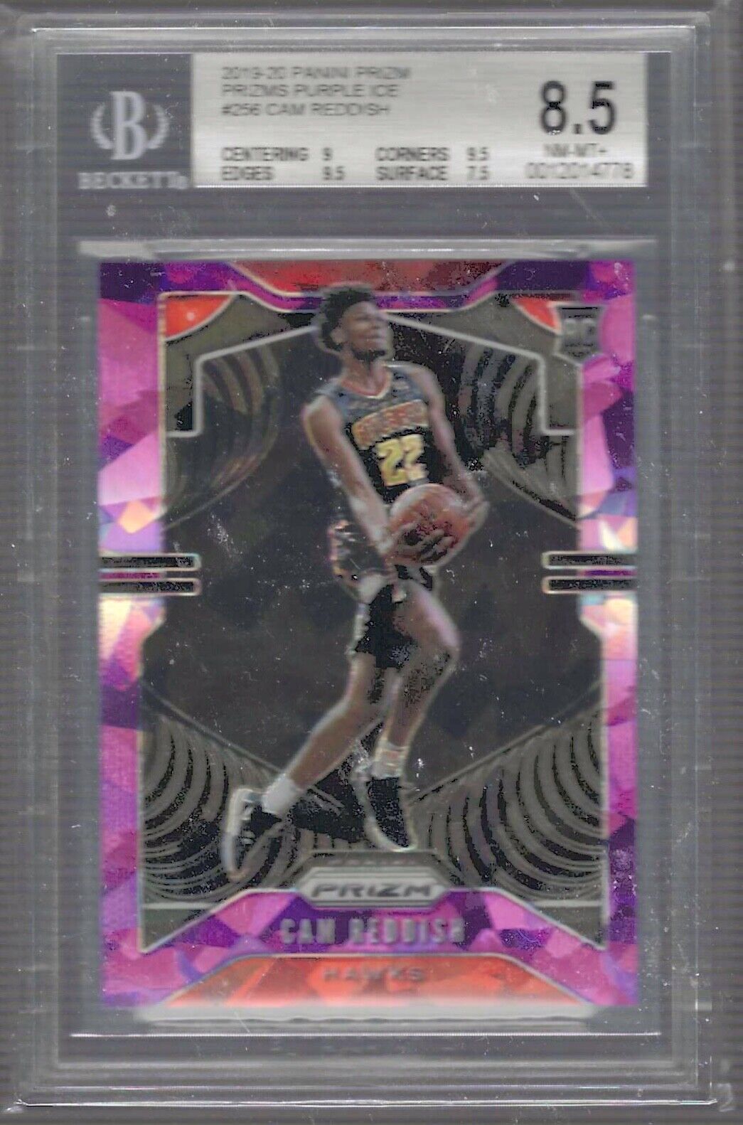 CAM REDDISH 2019 PANINI PRIZM PURPLE CRACKED ICE PRIZM RC /149 BGS 8.5