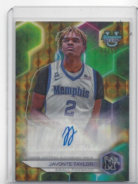 JAVONTE TAYLOR 2023 BOWMAN'S BEST UNIVERSITY GOLD GEOMETRIC REFRACTOR AUTO /50