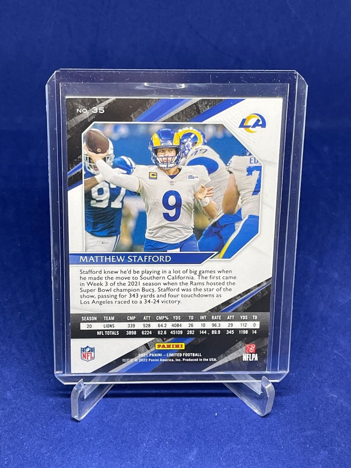 MATTHEW STAFFORD 2021 PANINI LIMITED #D 124/149