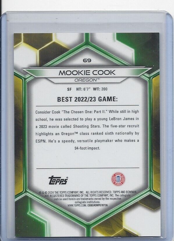 MOOKIE COOK 2023 BOWMANS BEST RED LAVA OREGON REFRACTOR #D 2/5