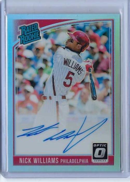 NICK WILLIAMS 2018 DONRUSS OPTIC RATED ROOKIE LIGHT BLUE ON CARD AUTO #D 17/35