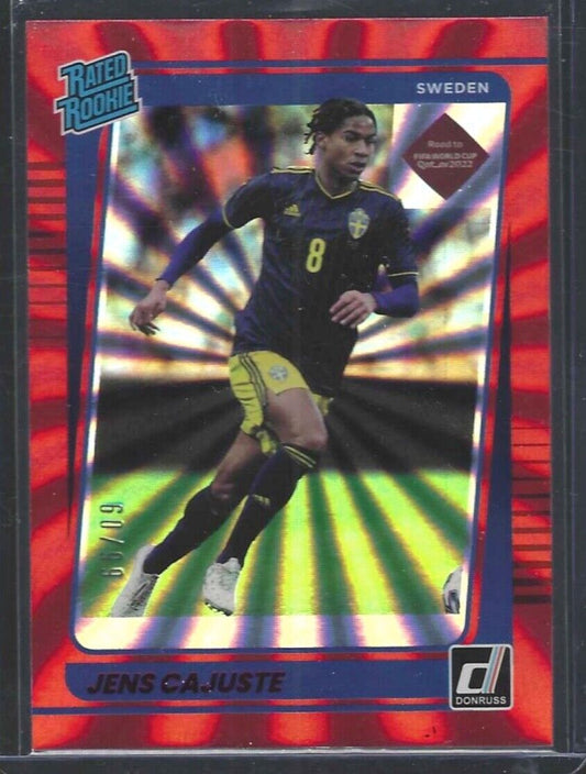 JENS CAJUSTE 2021-22 DONRUSS ROAD QATAR RED LASER RATED ROOKIE RC #D /99