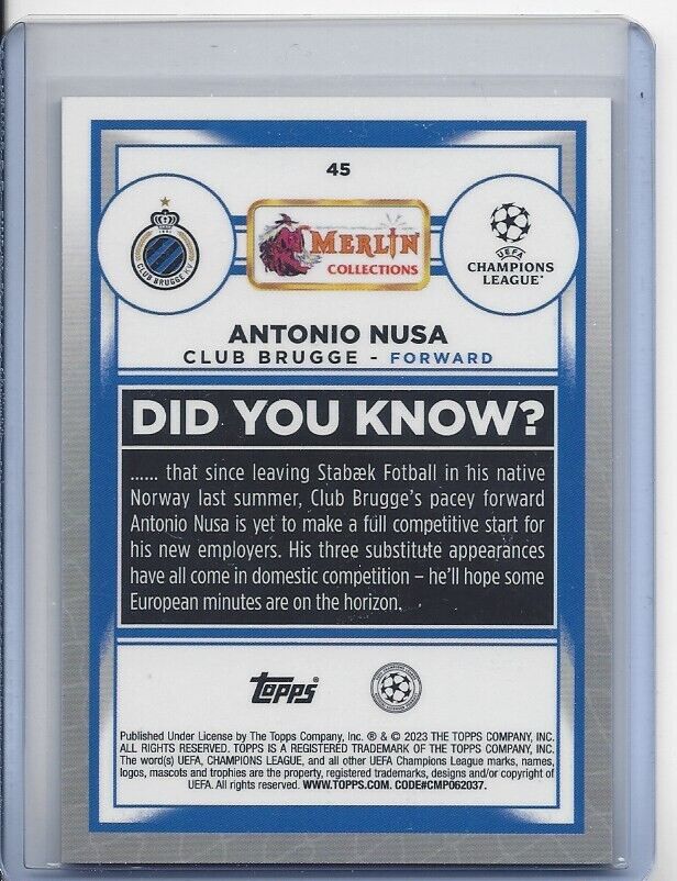 ANTONIO NUSA 2023 TOPPS MERLIN CHROME ROSE GOLD SHIMMER REFRACTOR RC #D 193/299