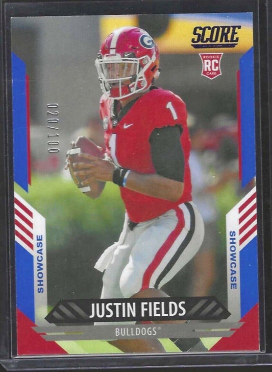 JUSTIN FIELDS 2021 PANINI SCORE BLUE SHOWCASE ROOKIE RC #D 020/100