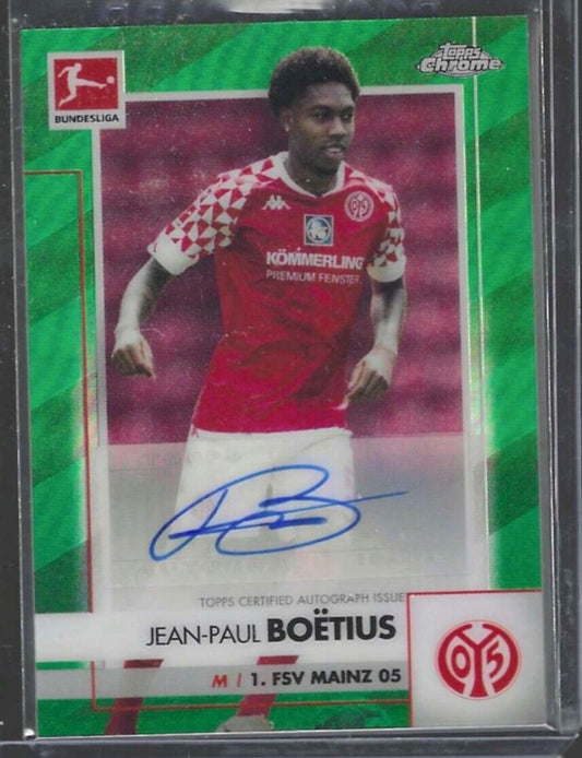 JEAN-PAUL BOETIUS 2020-21 TOPPS CHROME BUNDESLIGA GREEN REFRACTOR AUTO #D 06/99