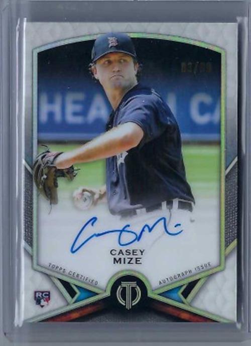 CASEY MIZE 2021 TOPPS TRIBUTE ON CARD AUTO RC #D 83/99