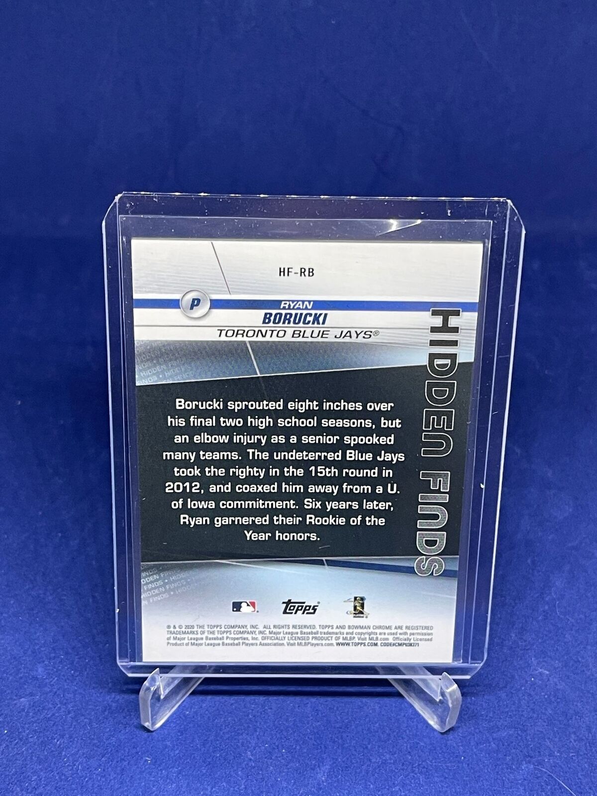 RYAN BORUCKI 2020 BOWMAN CHROME HIDDEN FINDS ORANGE REFRACTOR PROSPECT #D 15/25