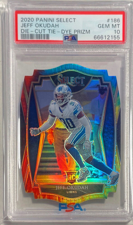 JEFF OKUDAH 2020 SELECT DIE CUT TIE DYE PRIZM PREMIER RC #D 12/25 PSA 10 POP 1/1
