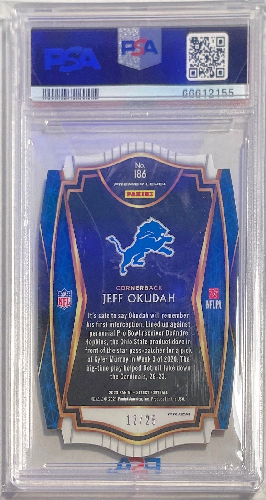 JEFF OKUDAH 2020 SELECT DIE CUT TIE DYE PRIZM PREMIER RC #D 12/25 PSA 10 POP 1/1