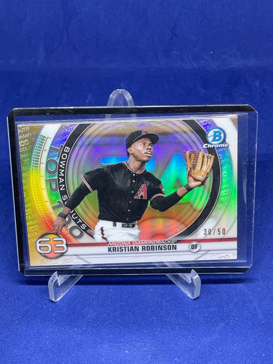 KRISTIAN ROBINSON 2020 BOWMAN CHROME TOP 100 GOLD REFRACTOR PROSPECT #D 30/50