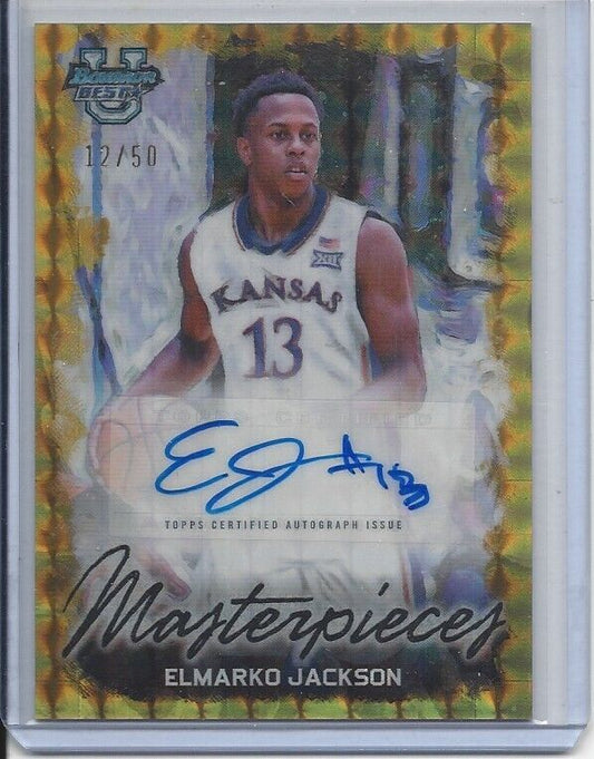 ELMARKO JACKSO 2023 BOWMAN BEST U MASTERPIECES GOLD GEOMETRIC REFRACTOR AUTO /50