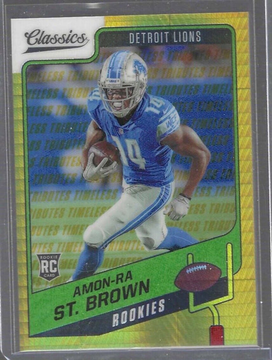 AMON-RA ST BROWN 2021 CLASSICS GOLD PREMIUM PRIZM TIMELESS TRIBUTES RC #D 05/99