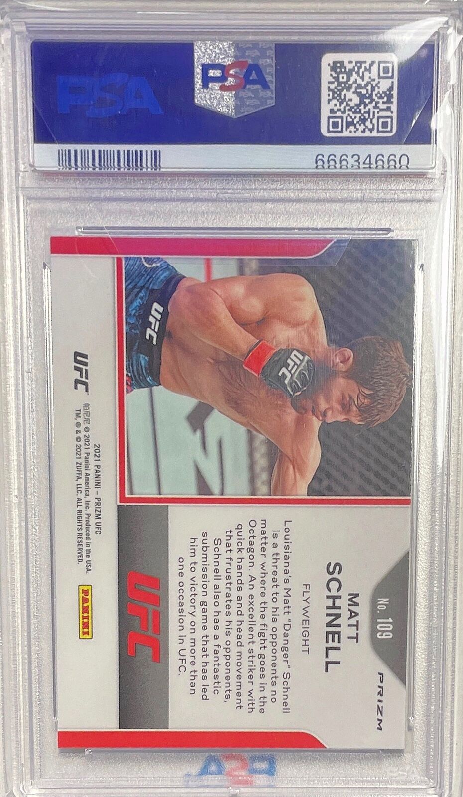 MATT SCHNELL 2021-22 PANINI PRIZM UFC DEBUT SILVER PRIZM RC #109 PSA 10 POP 1/1