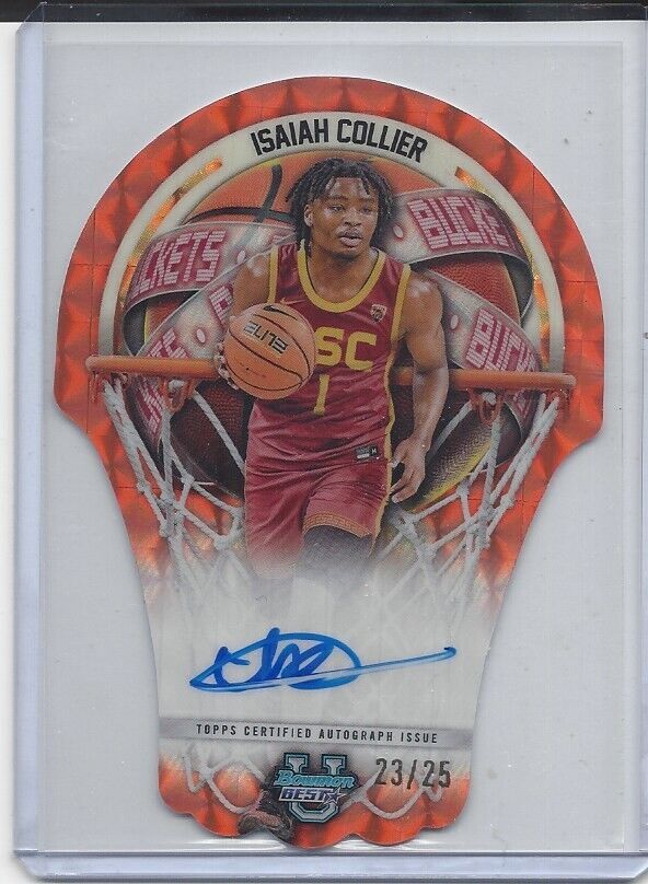 ISAIAH COLLIER 2023 BOWMAN'S BEST U BUCKETS ORANGE GEOMETRIC REFRACTOR AUTO /25