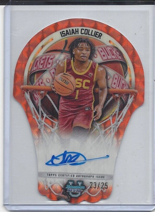 ISAIAH COLLIER 2023 BOWMAN'S BEST U BUCKETS ORANGE GEOMETRIC REFRACTOR AUTO /25