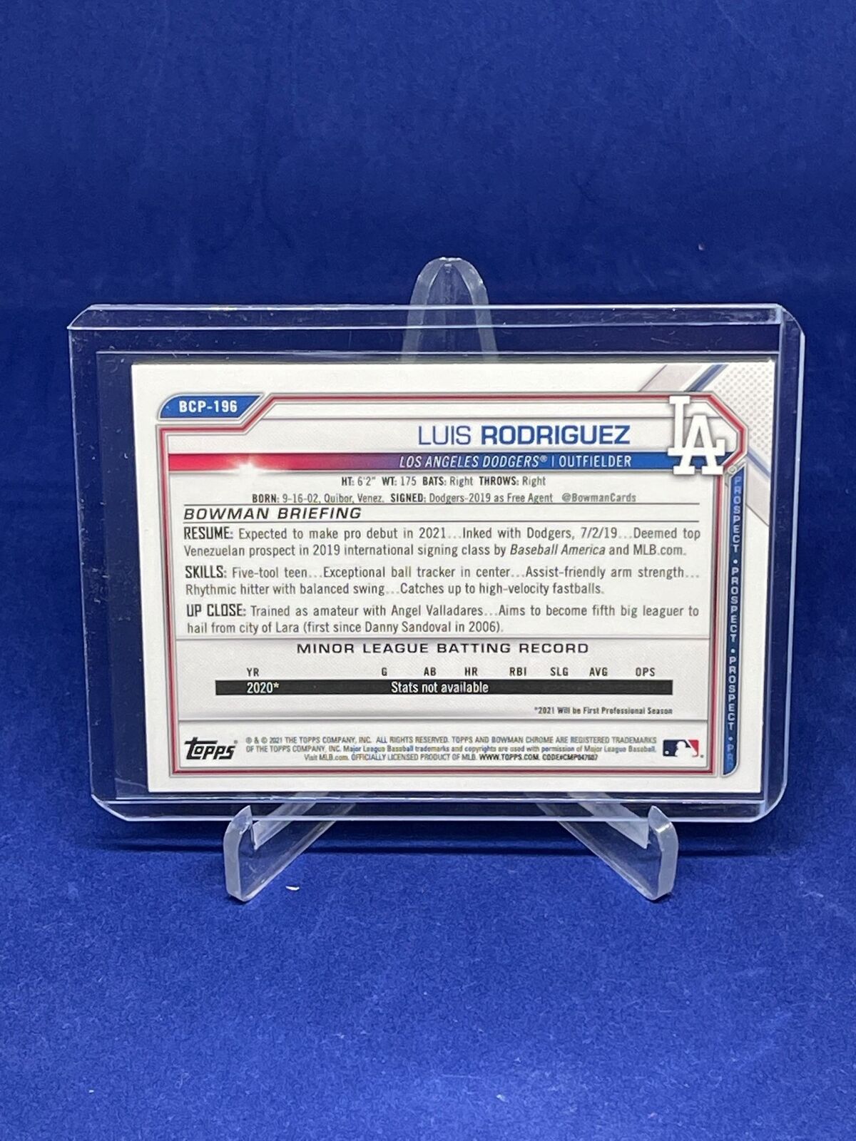 LUIS RODRIGUEZ 2021 BOWMAN CHROME 1ST SHIMMER REFRACTOR PROSPECT