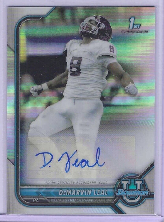 DEMARVIN LEAL 2022 BOWMAN UNIVERSITY REFRACTOR 1ST PROSPECT AUTO RC #BCPA-DLE