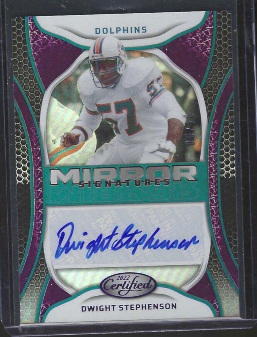 DWIGHT STEPHENSON 2022 PANINI CERTIFIED MIRROR PURPLE FOIL AUTO #D 06/10