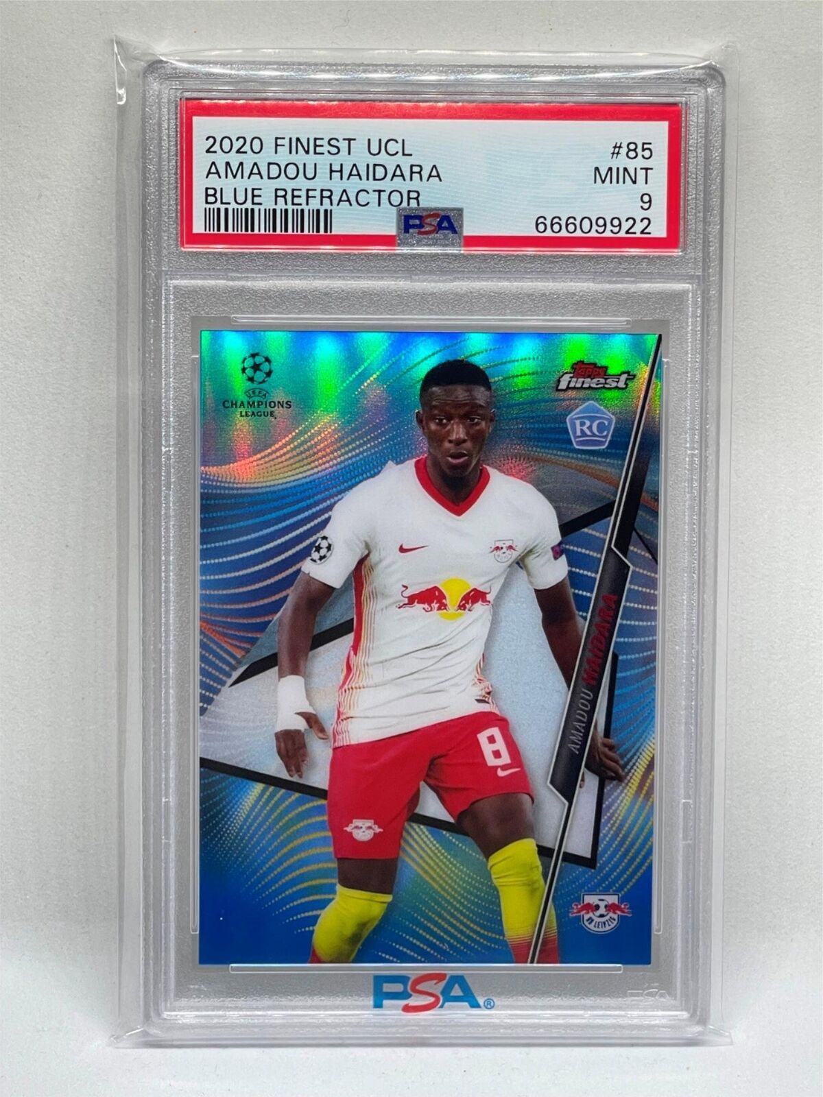 AMADOU HAIDARA 2020 TOPPS FINEST UCL BLUE REFRACTOR RC #D 35/150 PSA 9 POP 1/1