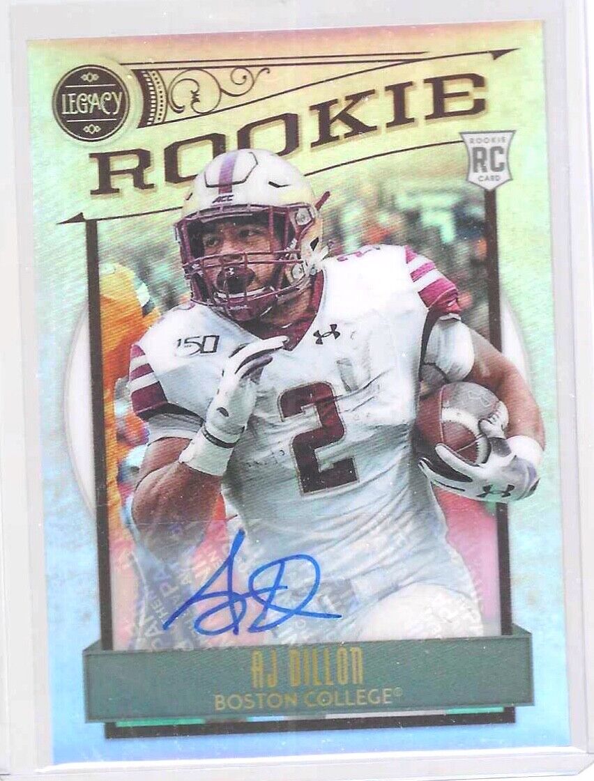 AJ DILLON 2020 PANINI LEGACY CHROME SILVER PRIZM ROOKIE AUTO RC #185