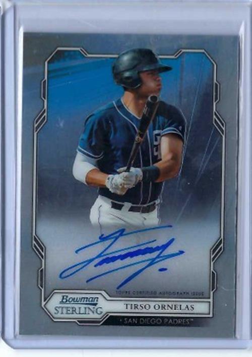 TIRSO ORNELAS 2019 TOPPS BOWMAN STERLING  ON CARD AUTO PROSPECT #BSPA-TO