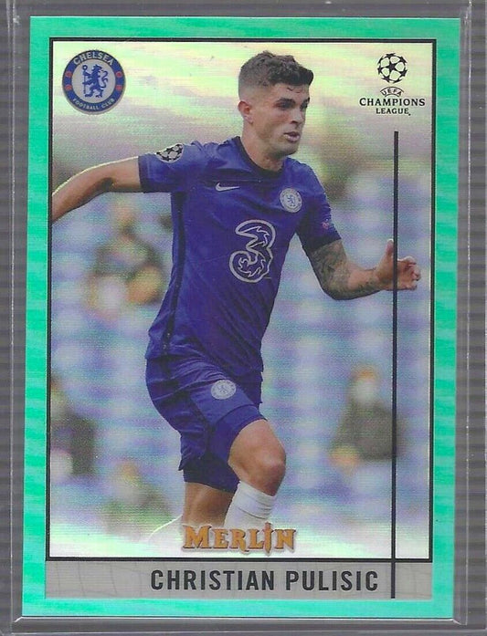 CHRISTIAN PULISIC 2020-21 TOPPS MERLIN UEFA AQUA REFRACTOR #D 061/199
