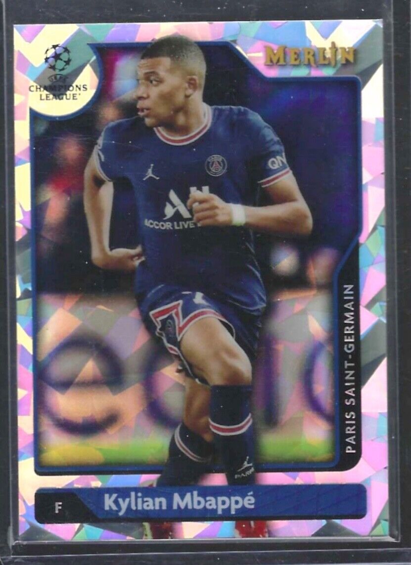 KYLIAN MBAPPE 2021-22 TOPPS MERLIN ATOMIC CRACKED ICE REFRACTOR #D 129/250