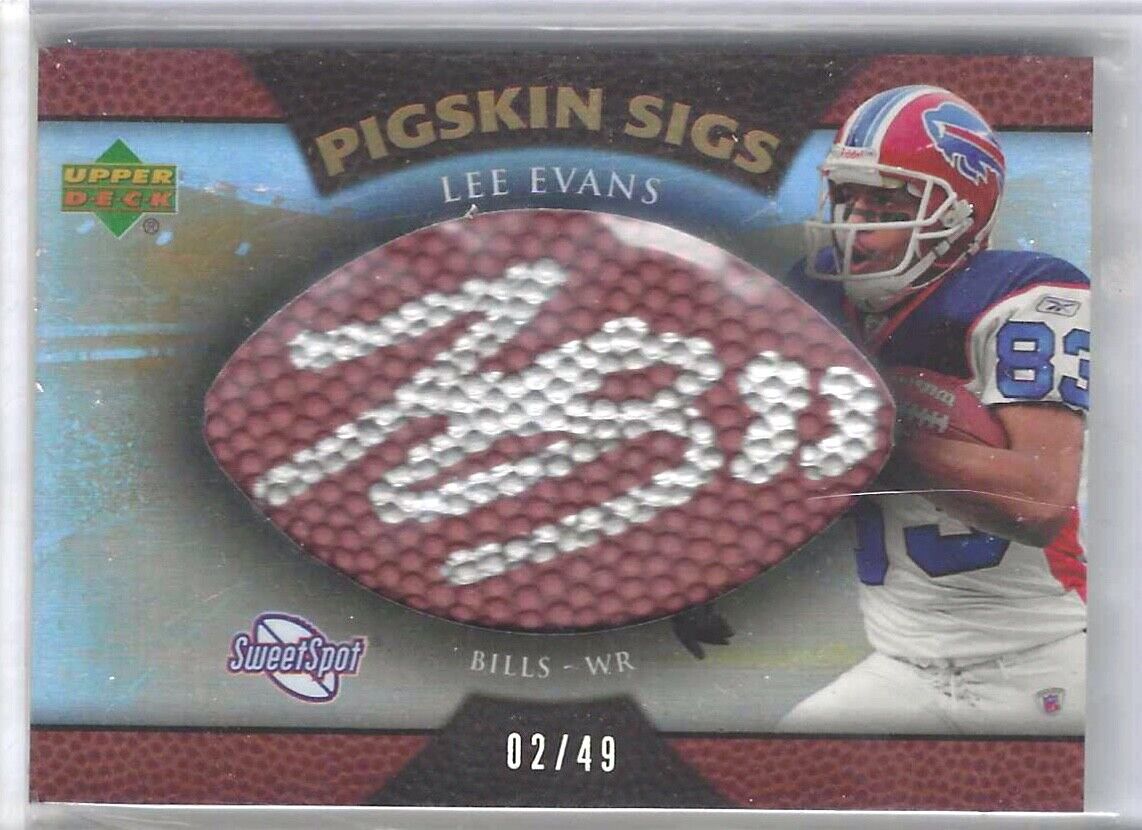 LEE EVANS 2007 UPPER DECK PIGSKIN SIGS FOOTBALL SIGNATURES AUTO #D 02/49