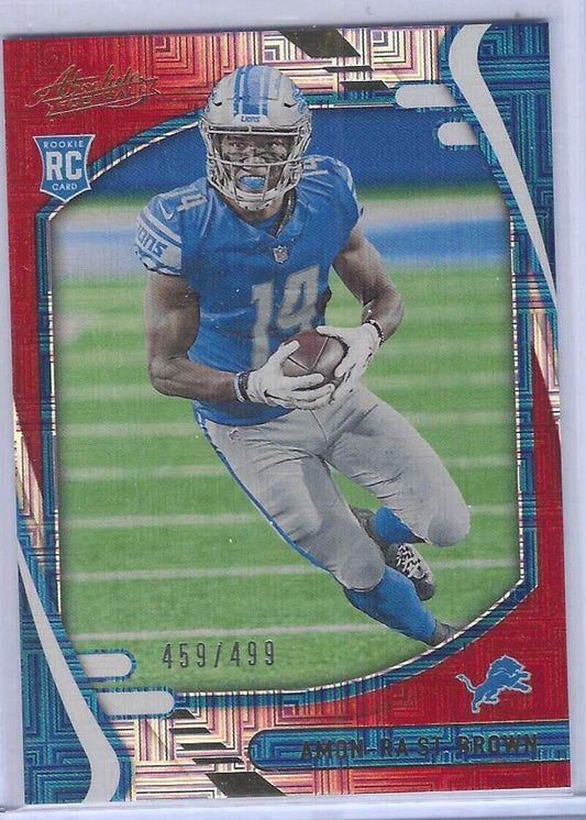 AMON-RA ST BROWN 2021 PANINI ABSOLUTE RED SQUARES ROOKIE RC #D 459/499