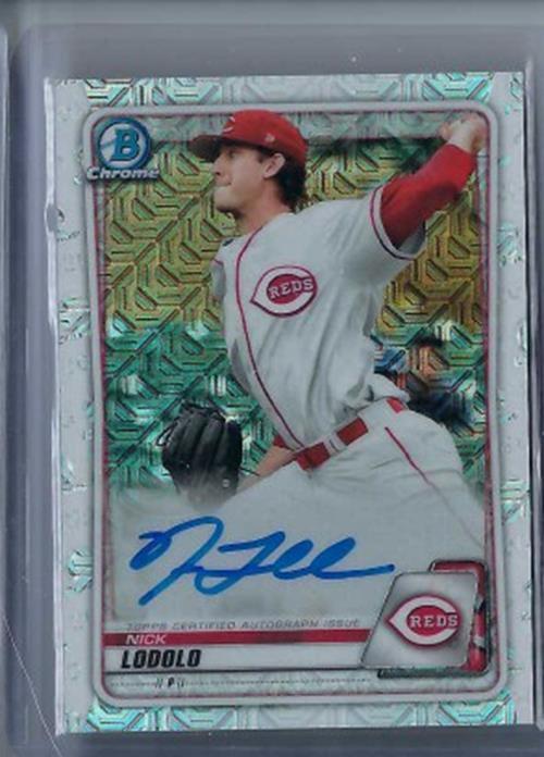 NICK LODOLO 2020 TOPPS BOWMAN CHROME MEGA BOX REFRACTOR ON CARD AUTO #BCMA-NL