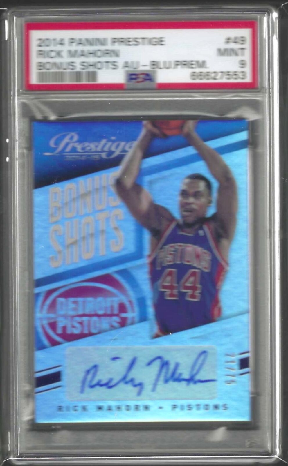 RICK MAHORN 2014-15 PANINI PRESTIGE BONUS SHOTS AUTO /75 PSA 9 MINT POP 1/1