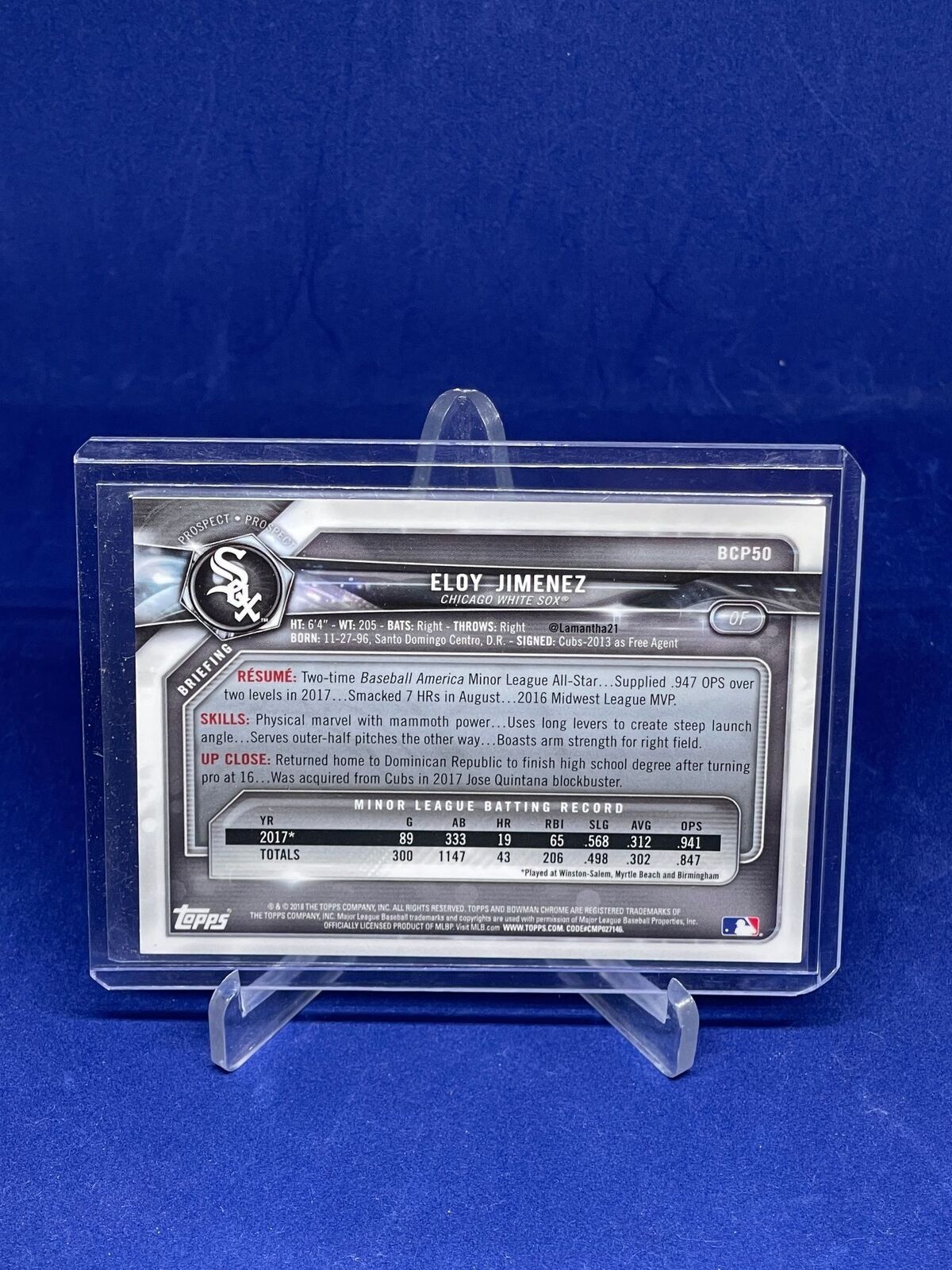 ELOY JIMENEZ 2018 BOWMAN CHROME ATOMIC REFRACTOR PROSPECT